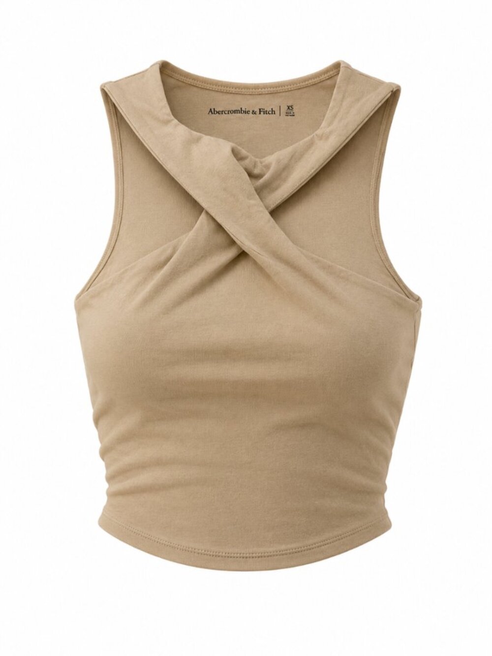 NWT Abercrombie & Fitch Beige Twist Neck Cropped Tank Top Size XS